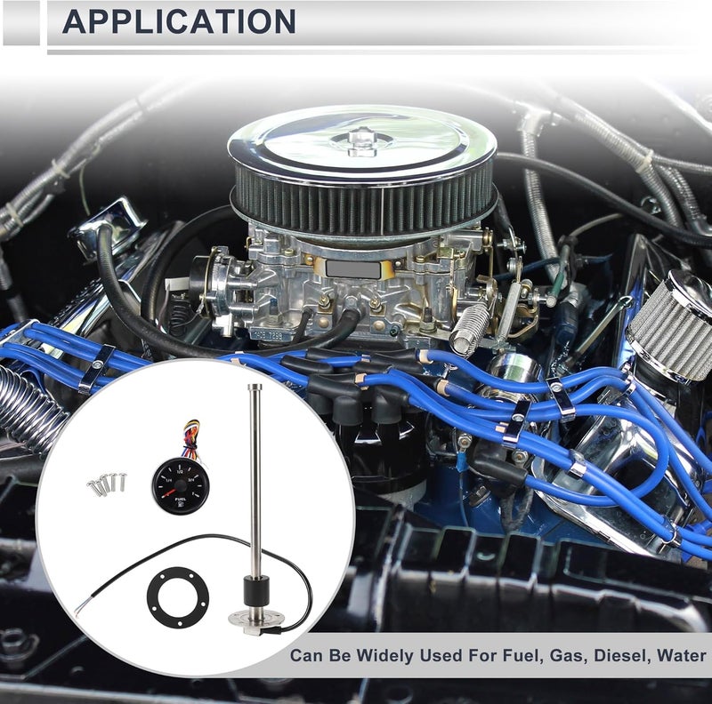 RATCHROLL 1set Fuel Sending Unit and Gauge Kit 290mm Length Boat Fuel Sending Unit Marine Fuel Sender Unit Black Silver Tone Metal 240-33 Ohm - Image 2